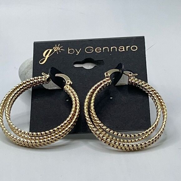 G by Gennaro Gold Triple Strand Hoop Earrings $16ea / 3 for $25 - Picture 4 of 5